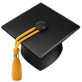Black graduation cap icon with gold tassel.