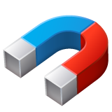 Powerful horseshoe magnet, red and blue, symbolizing home attraction.